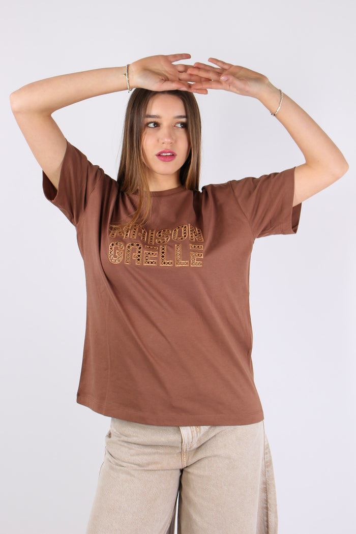 T-shirt Ricamo Maison Gaelle Moka-2