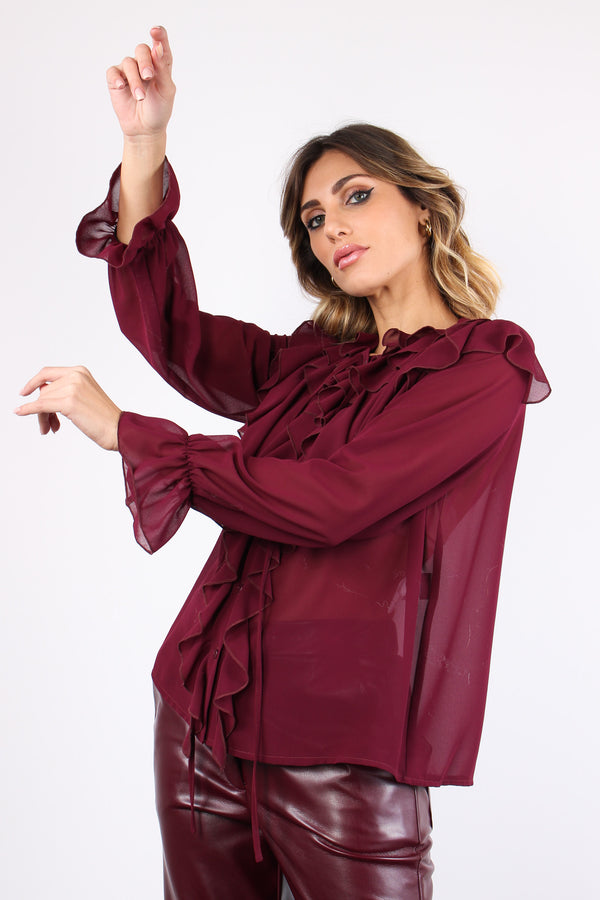 Blusa Georgette Rouge Bordeaux-2