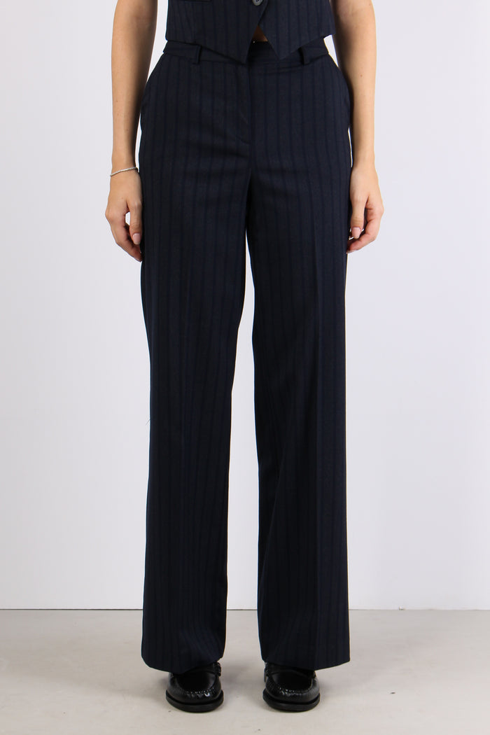 Pantalone Palazzo Gessato Blu/fango-2