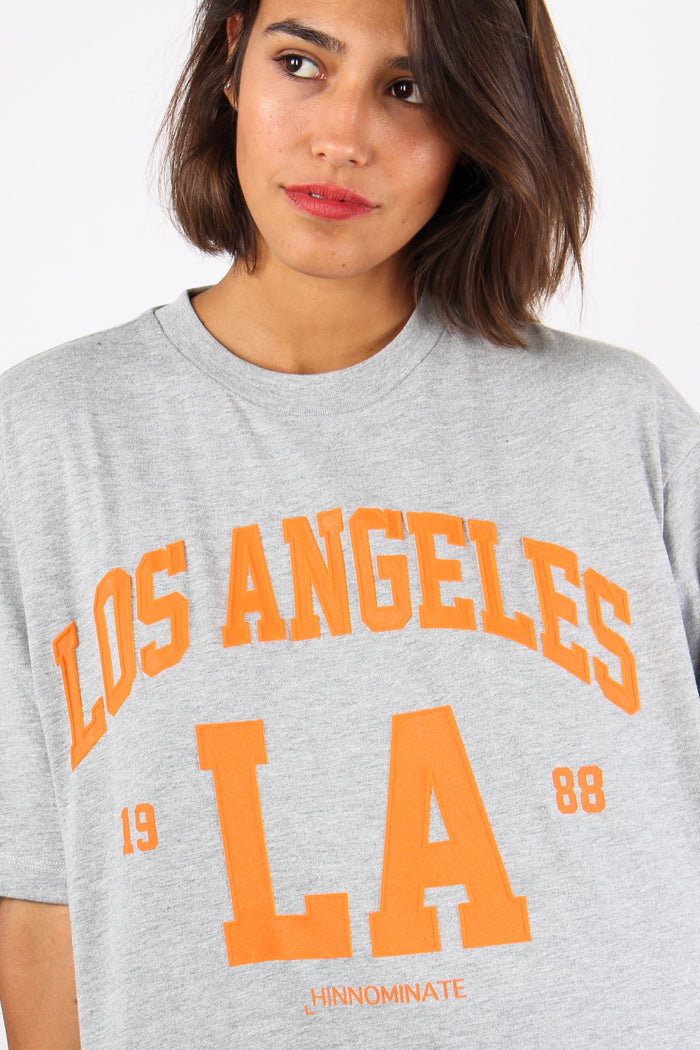 T-shirt Over Los Angeles Grigio Melange-6