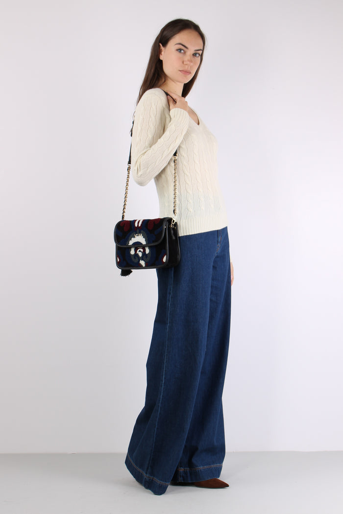 Maglia Scavo V Trecce Cream-6