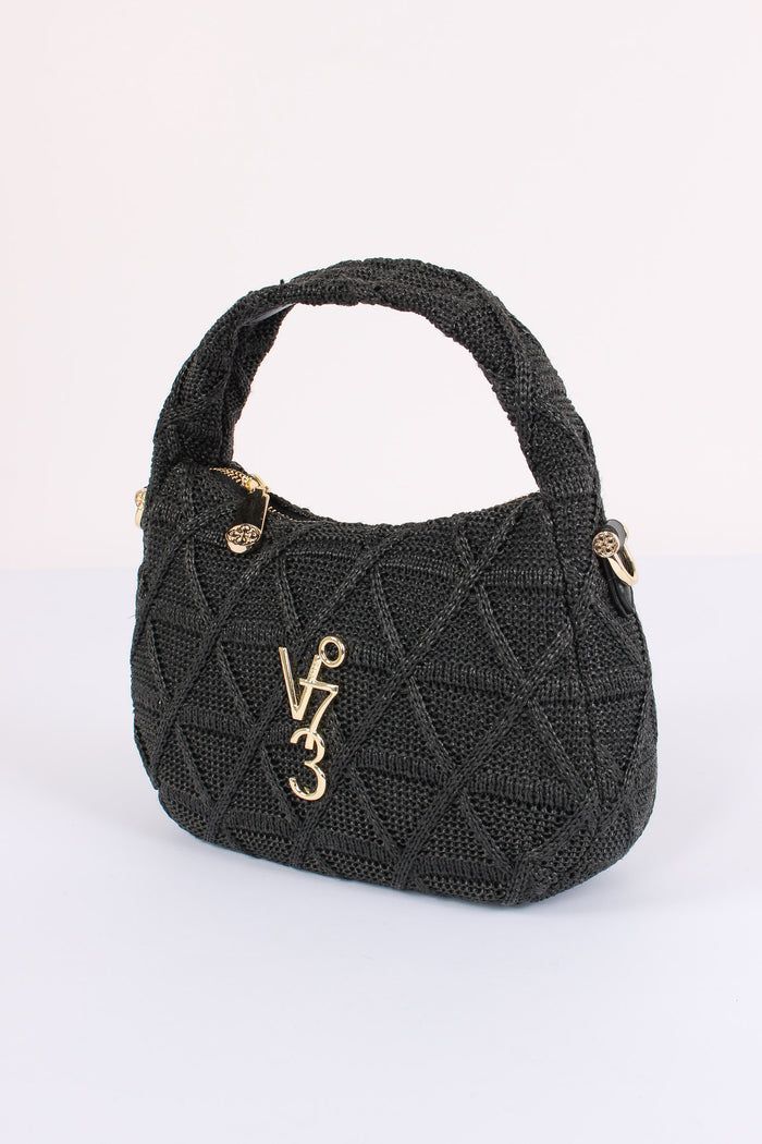 Dalia Mini Hobo Intreccio Croc Nero-4