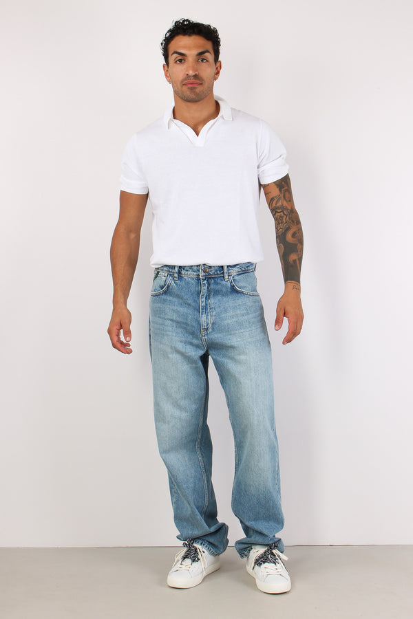 Denim Gamba Larga Vita Bassa Denim Chiaro