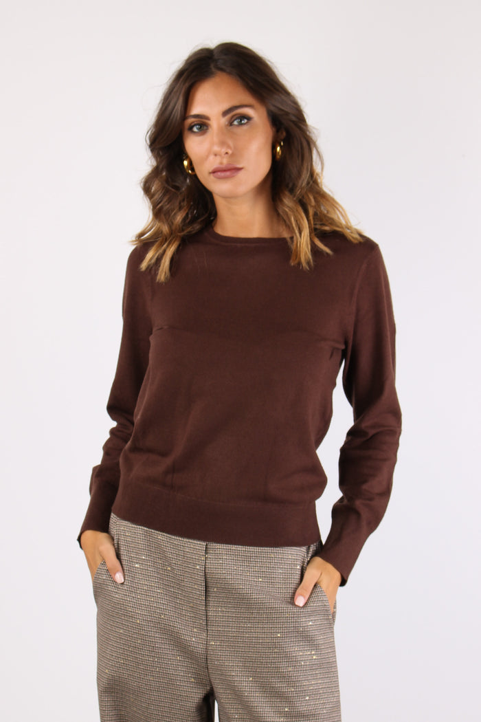 Maglia Girocollo Viscosa Cacao-2