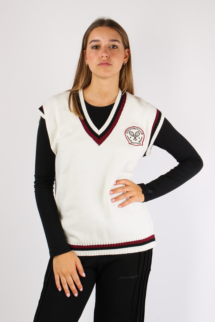 Gilet Patch Tennis Bianco Burro-4