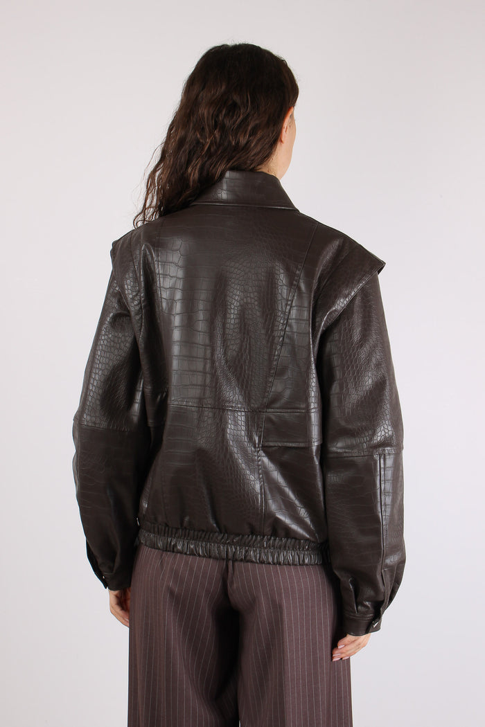 Bomber Ecopelle Stampa Cocco Brown-4