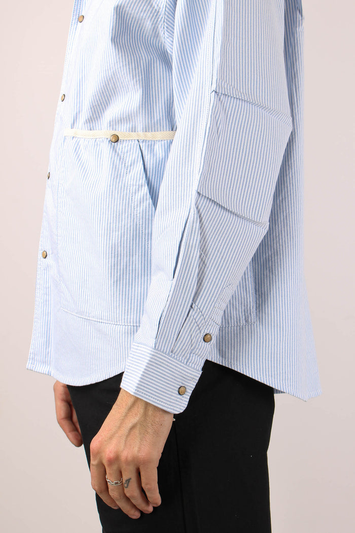 Giacca Camicia Riga Bianco/blu-7