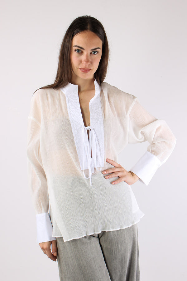 Camicia Chiusura Fiocco White-2