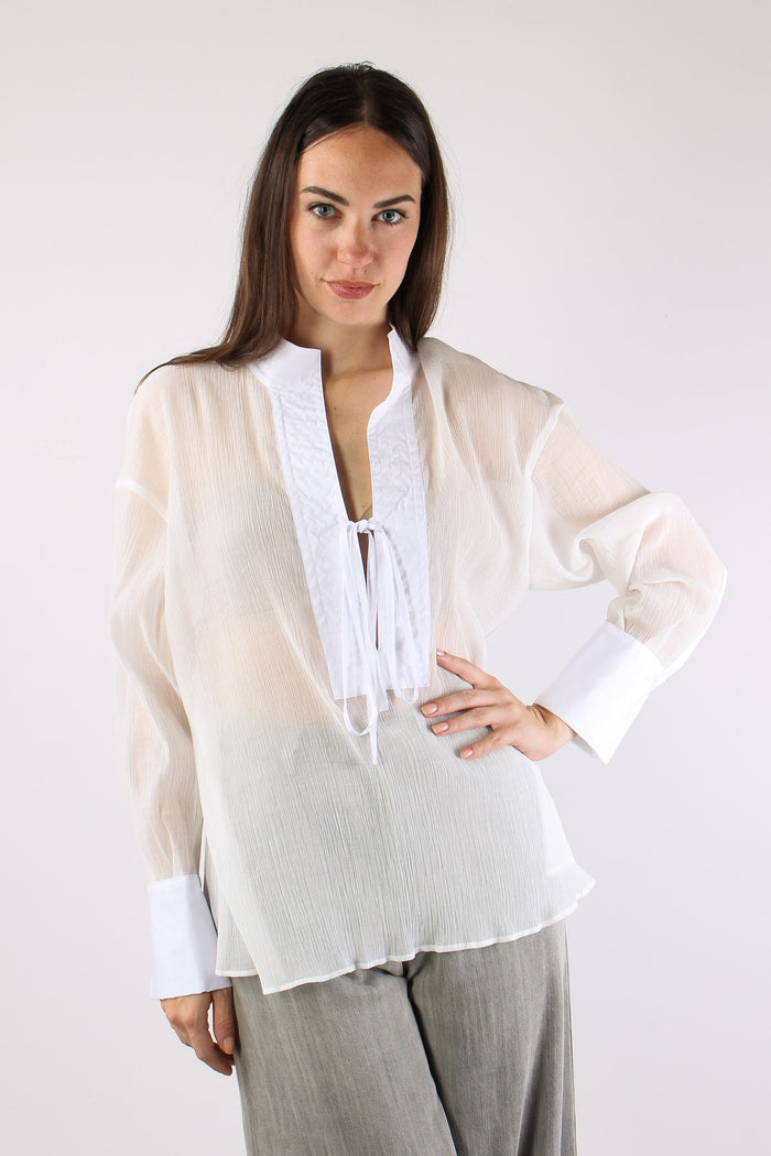 Camicia Chiusura Fiocco White-2