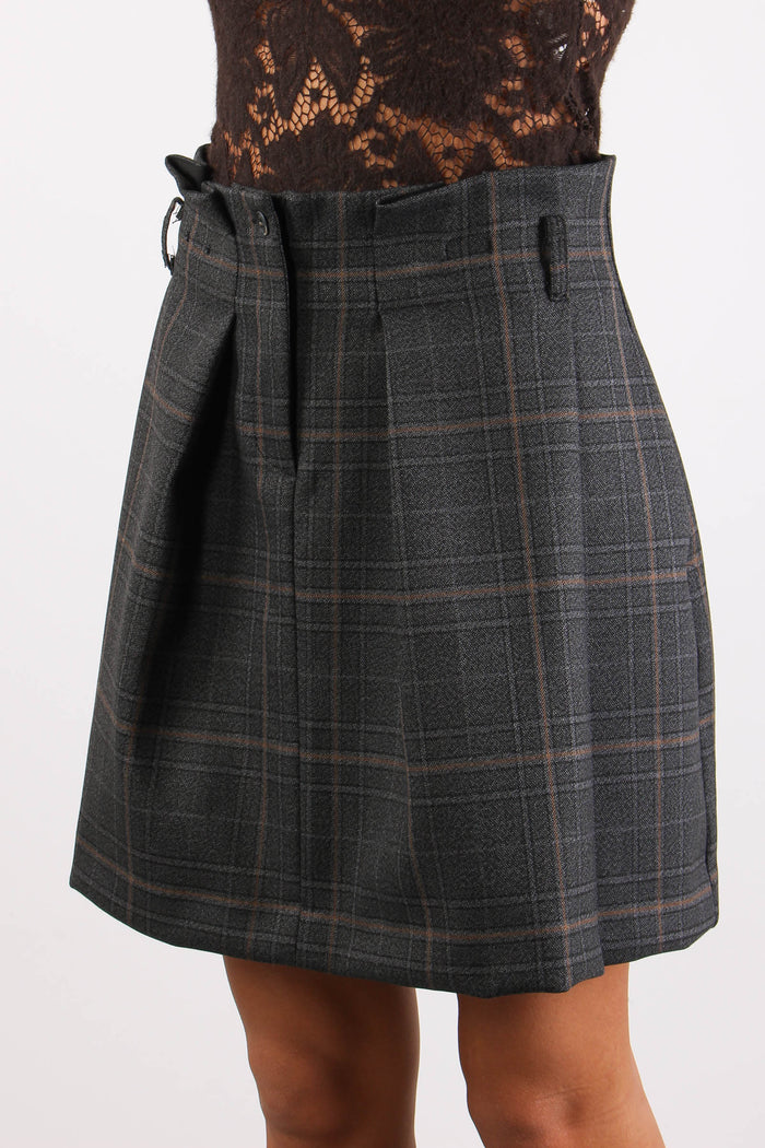 Minigonna Pences Quadro Grigio/ruggine-6
