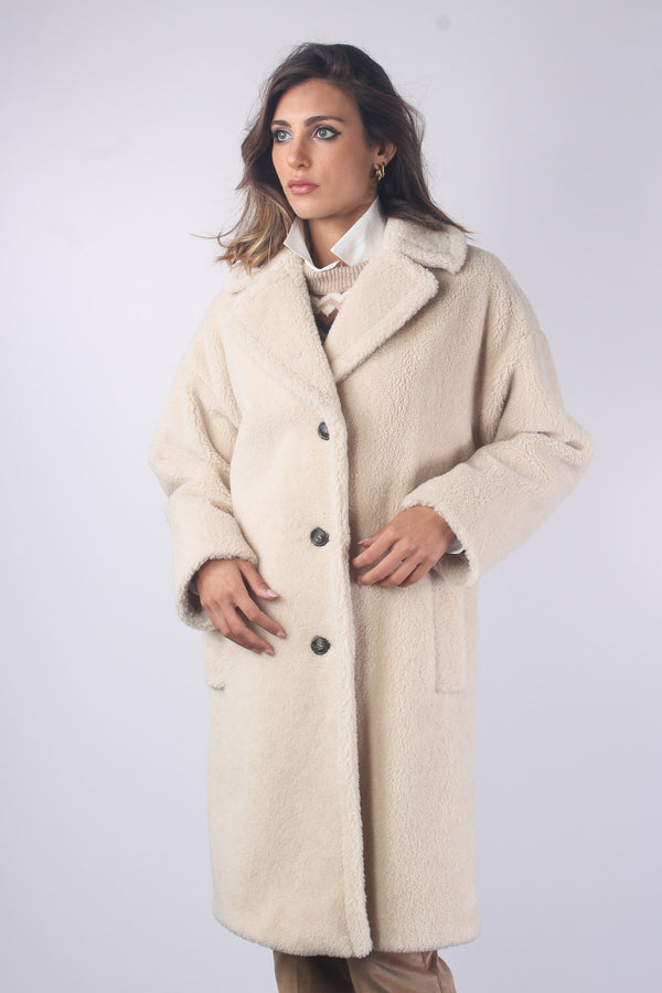 Veber Cappotto Teddy Panna-2