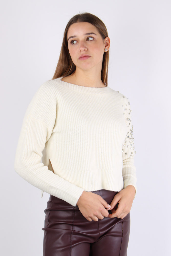 Maglia Applicazioni Strass Star White-7