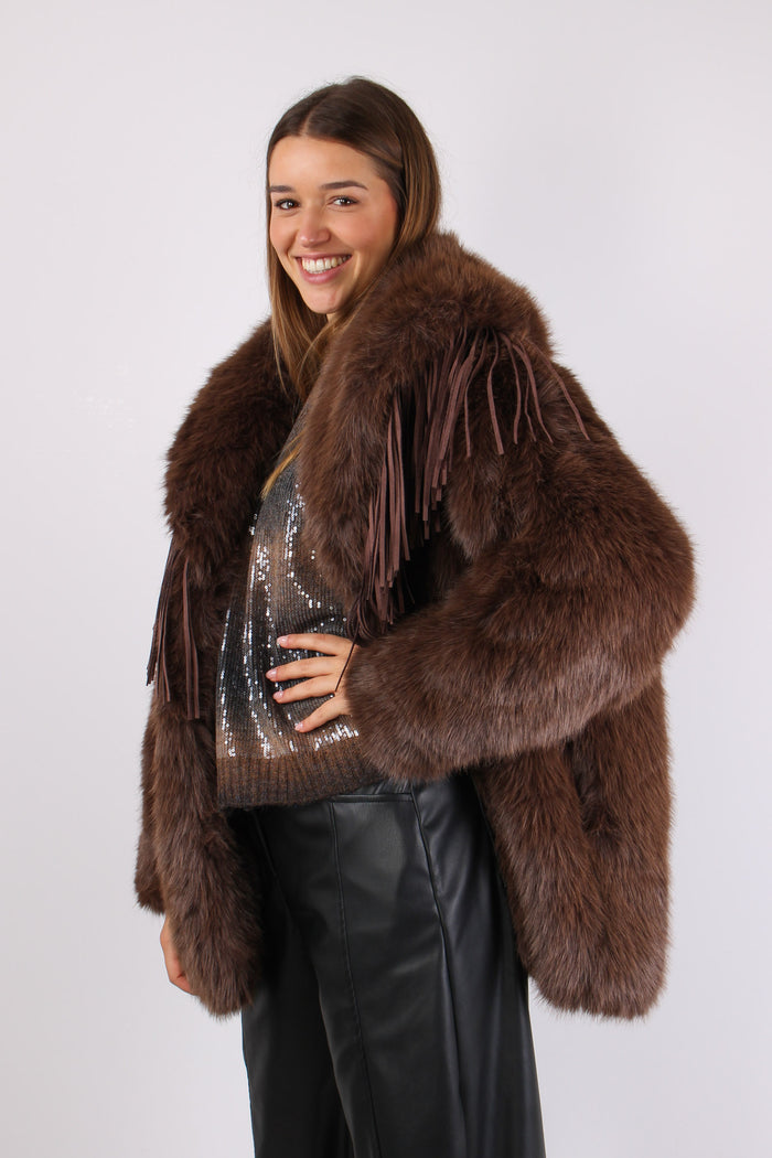 Ecopelliccia Lunga Manica 3/a Brown-3