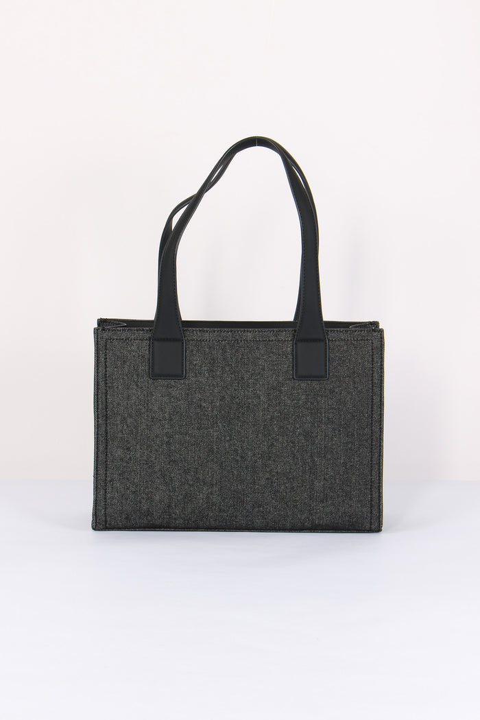 Shopping Rigida Effetto Denim Nero-3