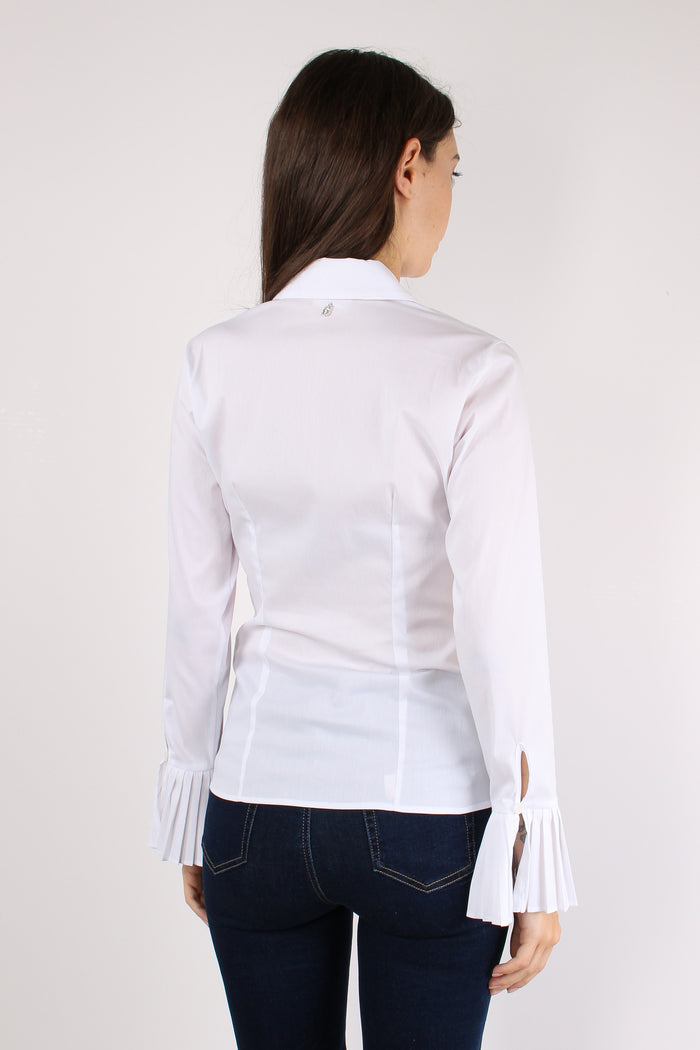 Camicia Slim Manica Plisse Bianco Ottico-6