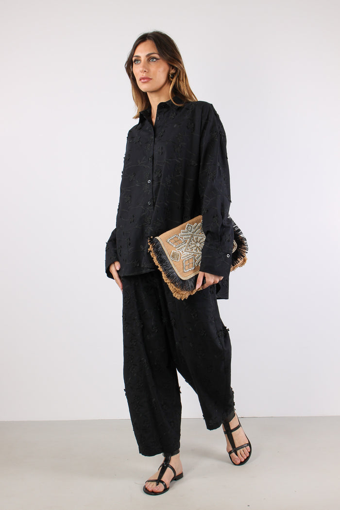 Pantalone Barrel Fiore 3d Nero-5