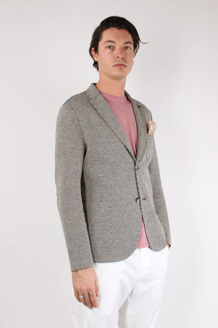 Giacca Jacquard Occhio Pernice Natural/blu-6
