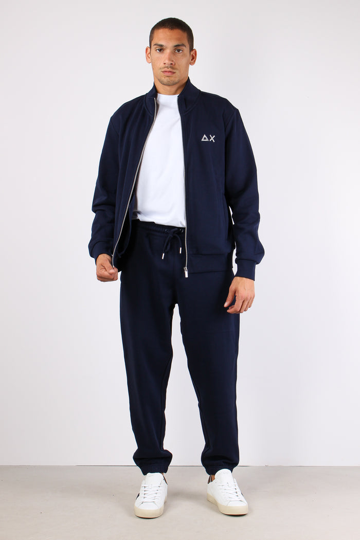 Felpa Collo In Piedi Zip Navy Blue-3