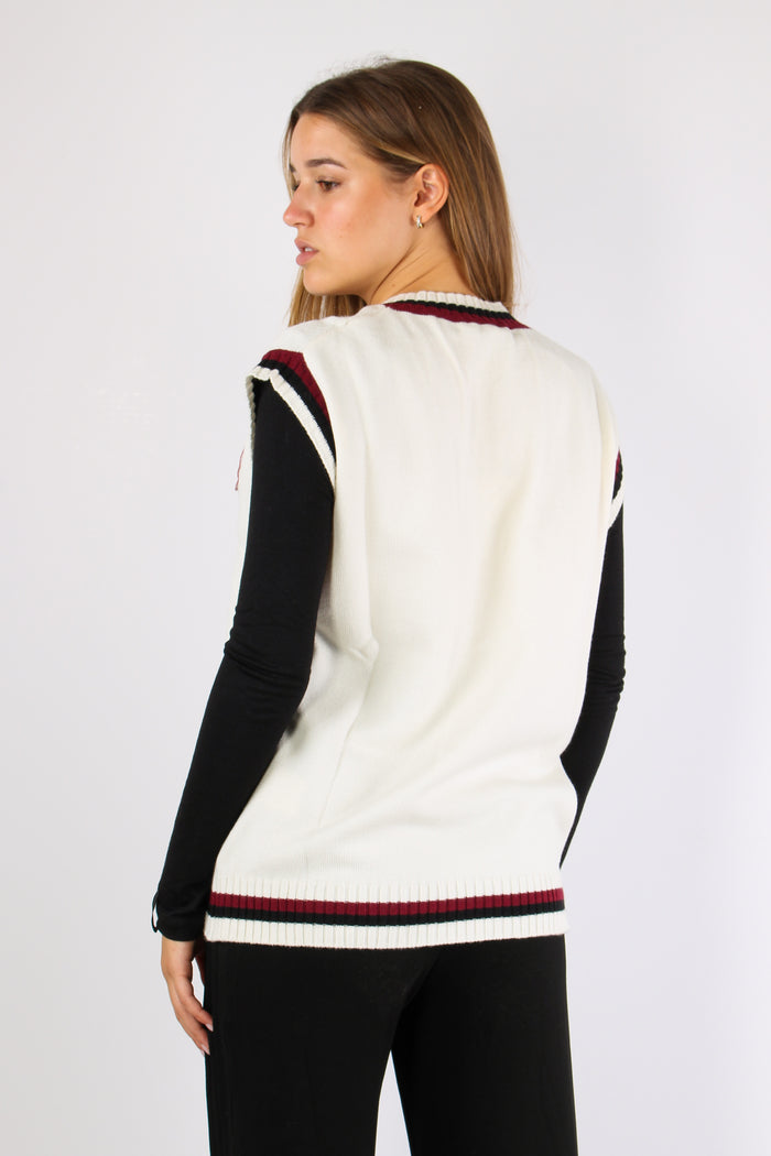 Gilet Patch Tennis Bianco Burro-5