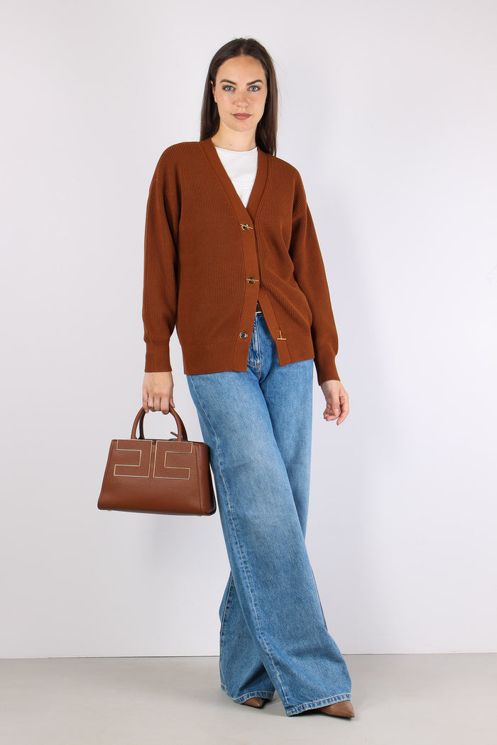 Cardigan Bottoni Gioiello Sigaro