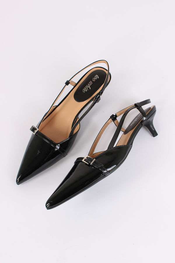 Chanel Tacco Basso Fibbia Nero-2