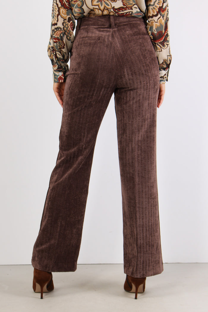 Pantalone Flare Velluto Moro-4