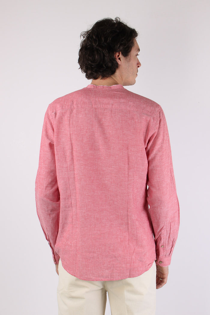 Camicia Lino Coreana Corallo-5