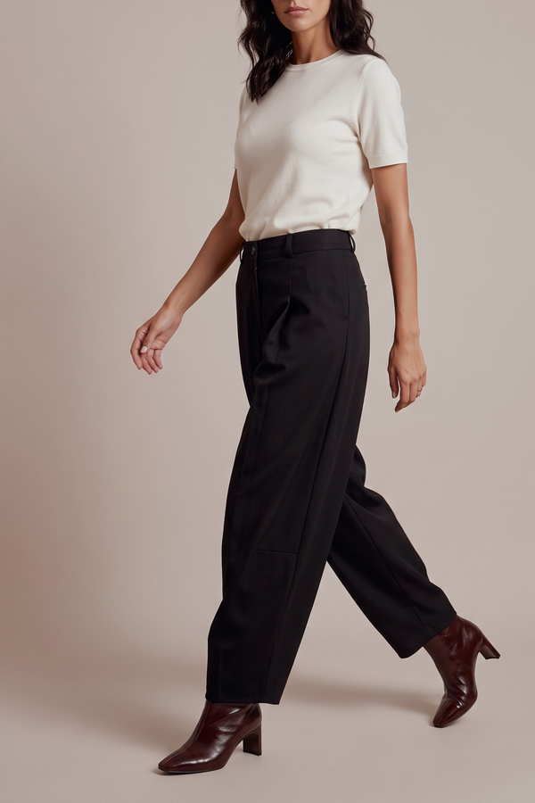 Pantalone Balloon Fresco Lana Nero