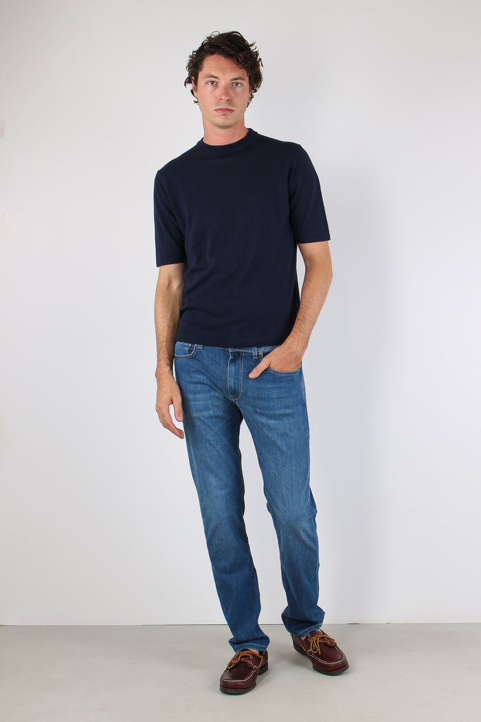 Maglia Girocollo M/m Cotone Navy