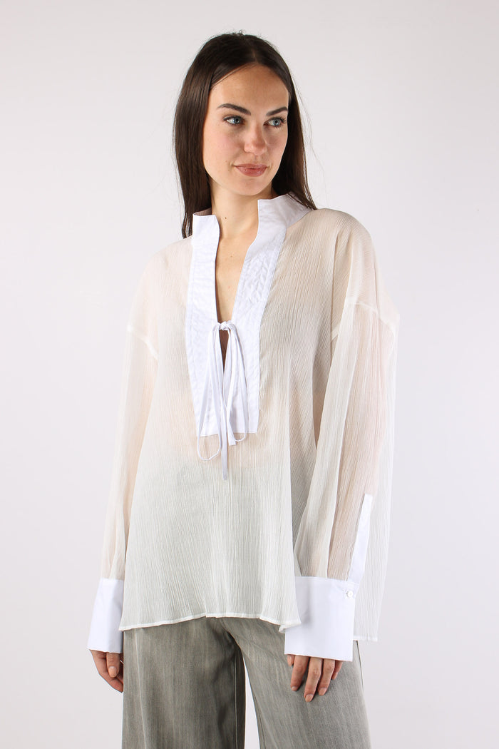 Camicia Chiusura Fiocco White-4
