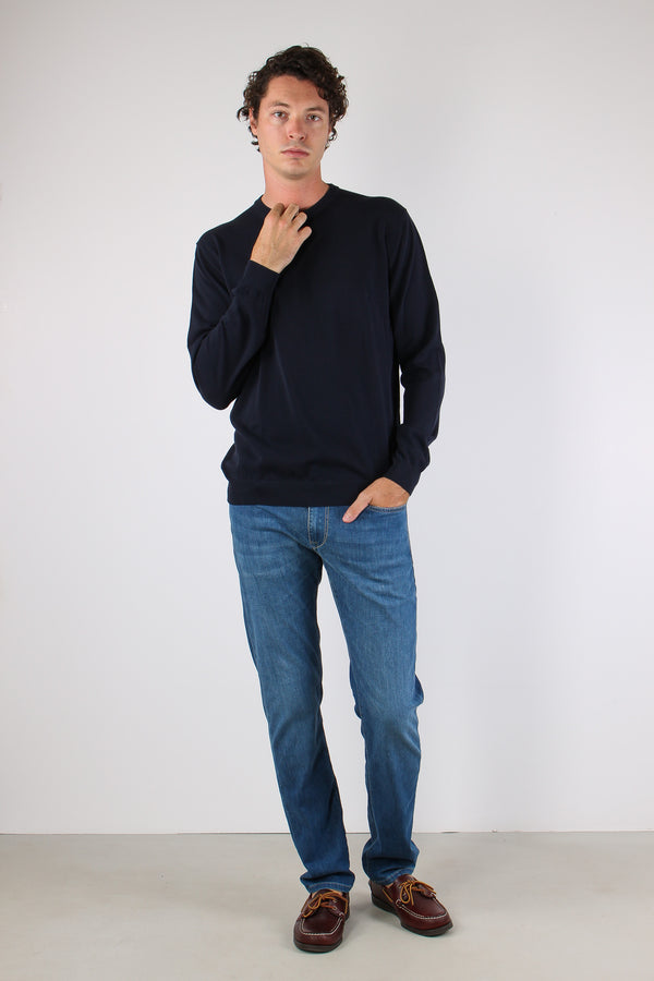 Maglia Girocollo Crepe Blu-2