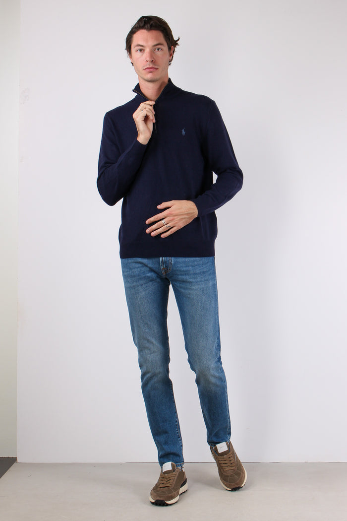 Felpa Mezza Zip Lambswool Hunter Navy-4