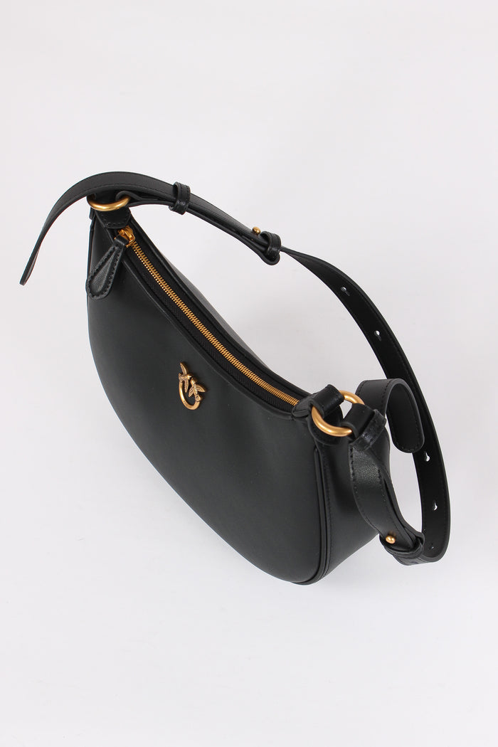 Borsa Mezzaluna Mini Vitello Nero/antique Gold-5