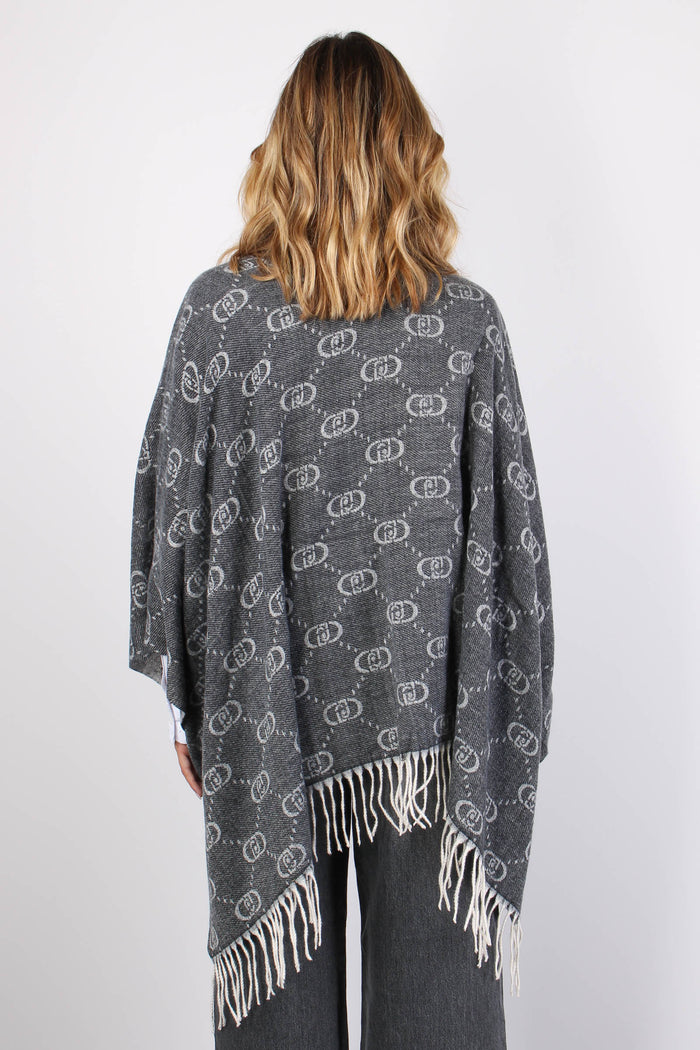 Poncho Frange Maxi Logo Grey Cloud-4