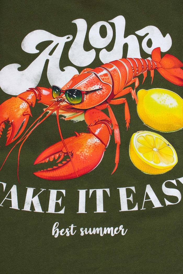 T-shirt Stampa Beach Verde-2