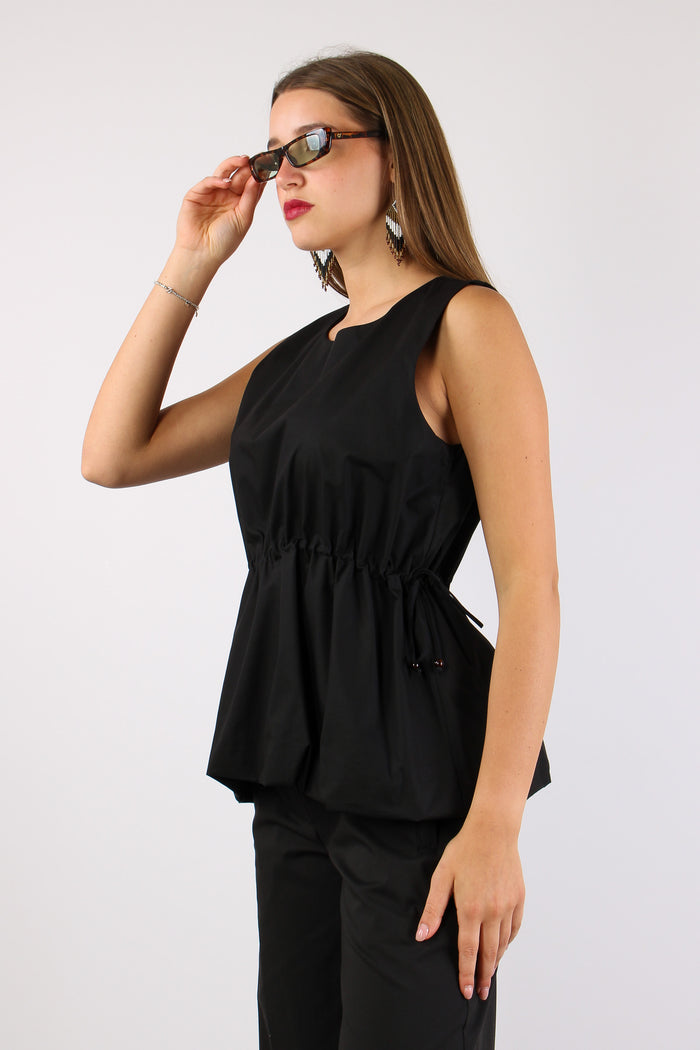 Top Cotone Arriccio Nero-3