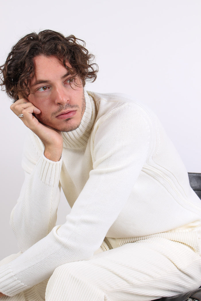 Maglia Collo In Piedi Panna-3