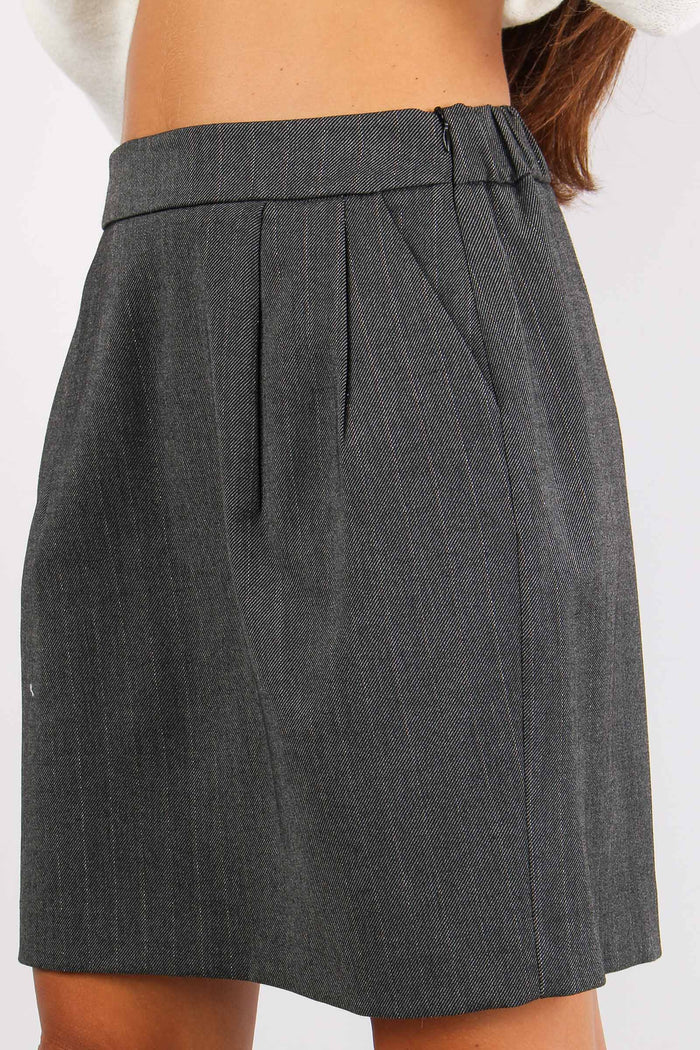 Barse Minigonna Gessata Lurex Grigio-6