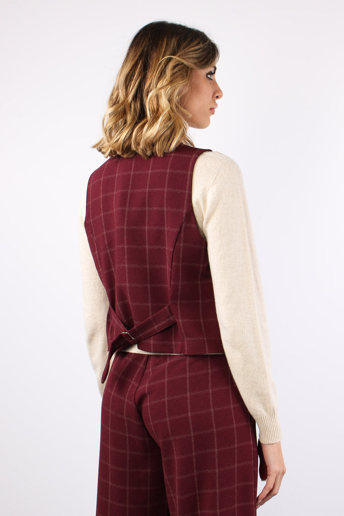 Gilet Quadro Spilla Bordeaux-5