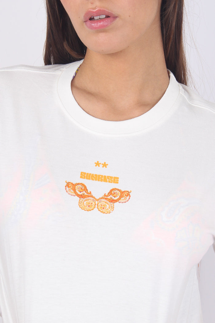 T-shirt Crop Stampa Cachemire Bianco/arancione-10