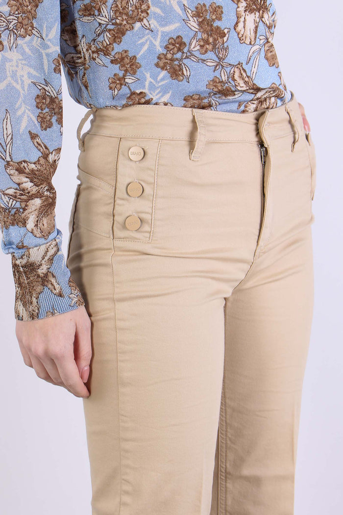 Pantalone Bottoni Laterali Cream Beige-8
