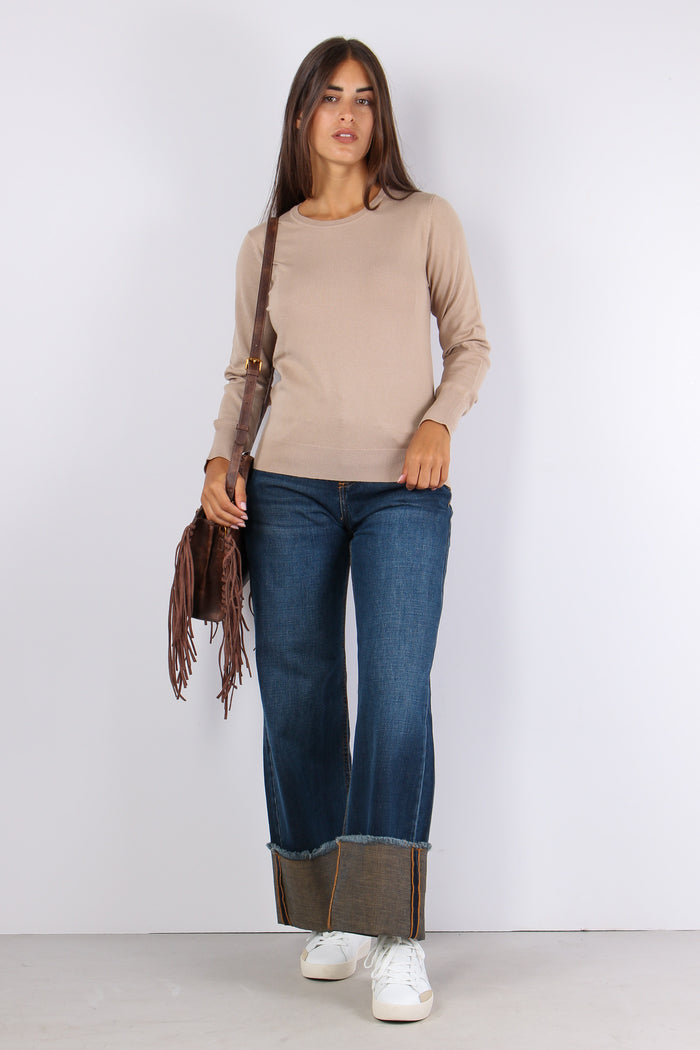 Maglia Girocollo Viscosa Cammello-4