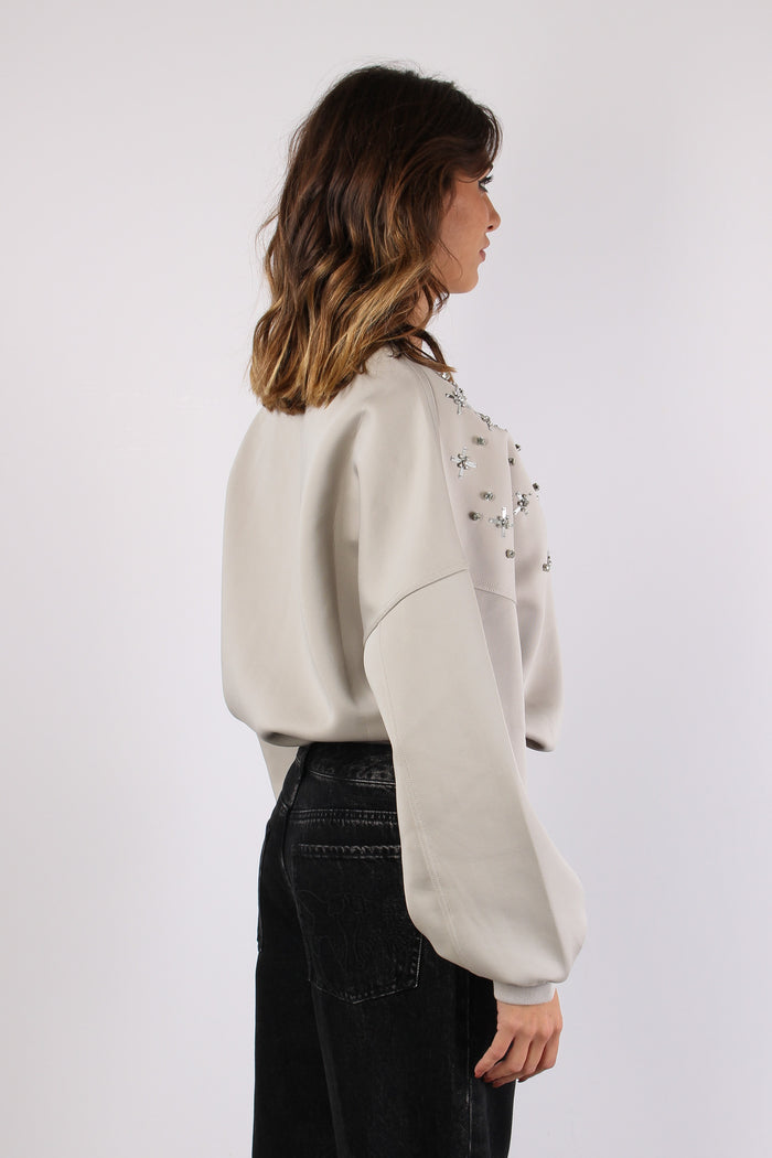 Bibiana Maglia Colletto Manich Beige/grigio-7