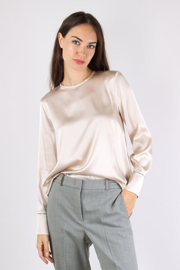 Camicia Girocollo Monile Panna-2