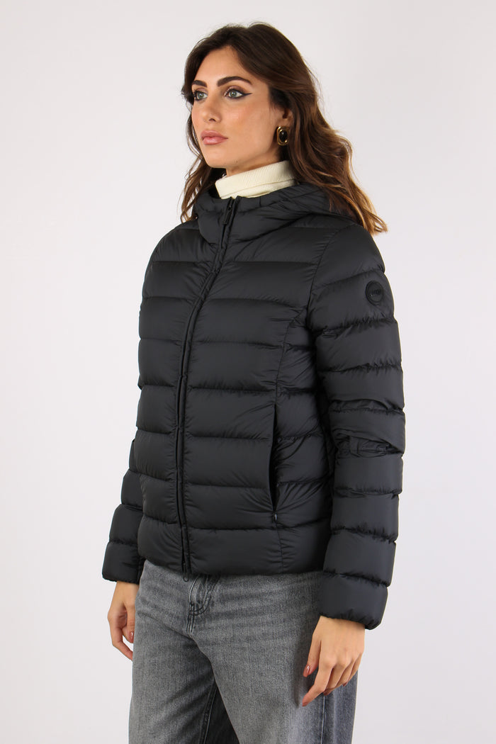 Piumino Corto Tessuto Opaco Nero-4