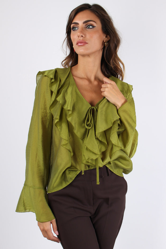 Camicia Rouge Mussola Verde Acido-7