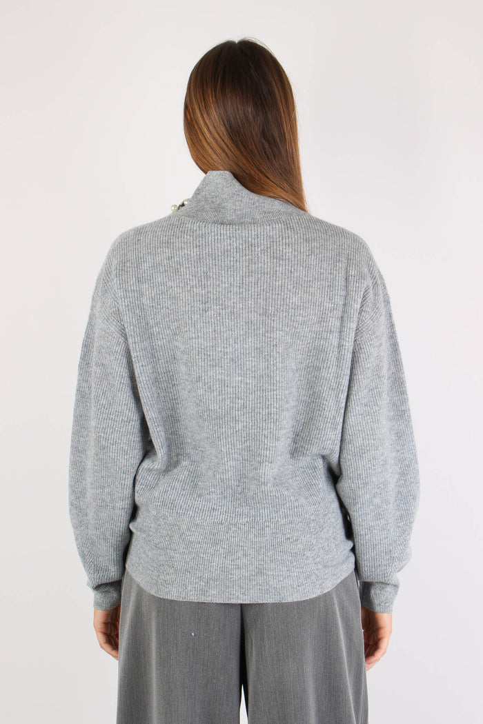 Maglia Collo Alto Grey Melange-4