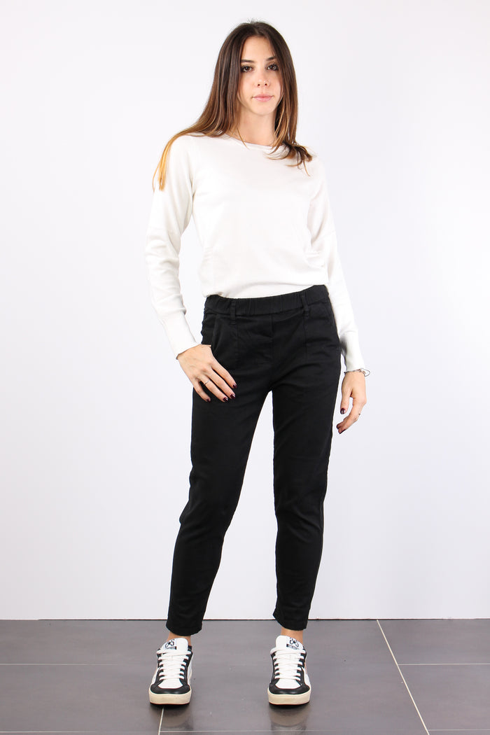 Pantalone Gabardina Elastico Nero