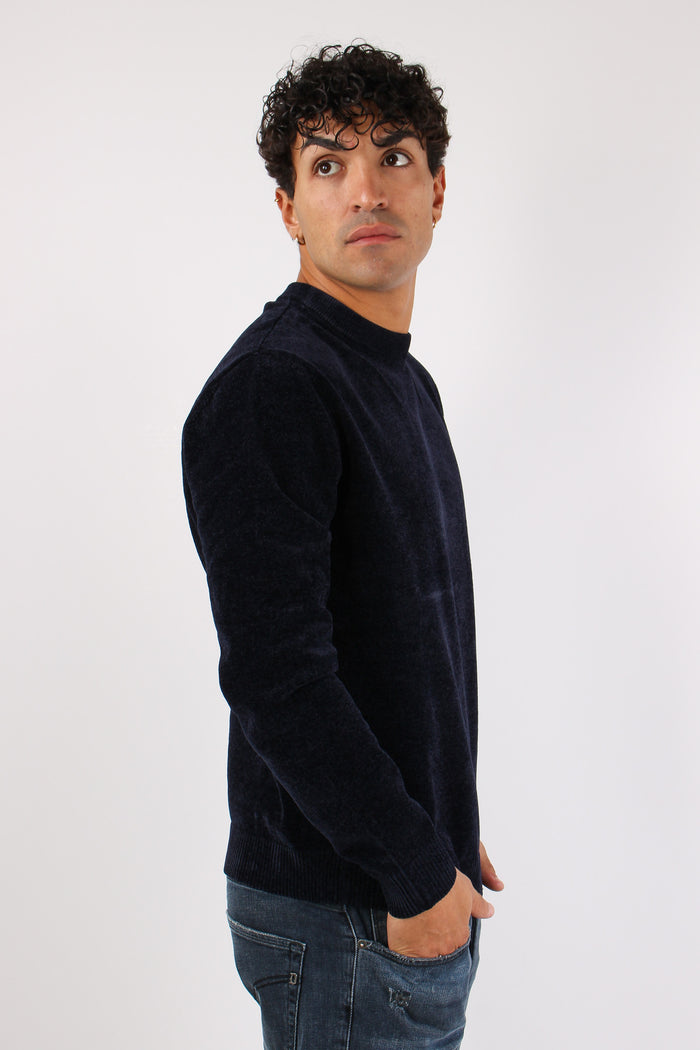 Maglia Girocollo Ciniglia Blu Navy-6