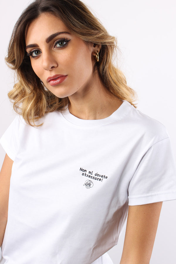 T-shirt Ricamo Non Mi Dovete Bianco-2